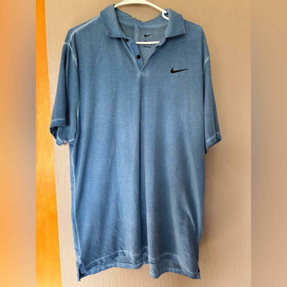 Nike Dri-Fit Blue Golf Polo Shirt Size Large